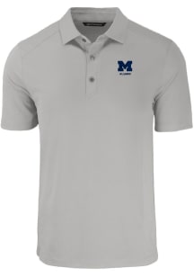 Mens Michigan Wolverines Grey Cutter and Buck Alumni Forge Recycled Short Sleeve Polo Shirt