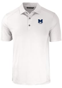 Mens Michigan Wolverines White Cutter and Buck Alumni Forge Recycled Short Sleeve Polo Shirt