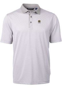 Cutter and Buck Notre Dame Fighting Irish Mens Grey Alumni Virtue Eco Pique Micro Stripe Short Sle..