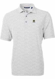 Cutter and Buck Notre Dame Fighting Irish Mens Grey Alumni Virtue Eco Pique Botanical Short Slee..