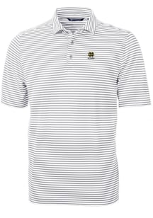 Cutter and Buck Notre Dame Fighting Irish Mens Grey Alumni Virtue Eco Pique Stripe Short Sleeve ..