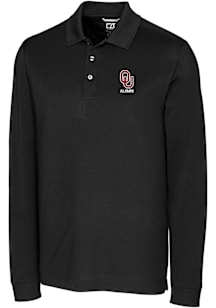 Cutter and Buck Oklahoma Sooners Black Alumni Advantage Pique Long Sleeve Big and Tall Polo