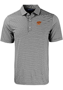 Cutter and Buck Oklahoma State Cowboys Black Alumni Forge Double Stripe Big and Tall Polo