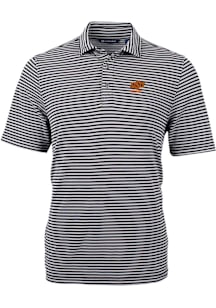 Cutter and Buck Oklahoma State Cowboys Mens Black Alumni Virtue Eco Pique Stripe Short Sleeve Polo