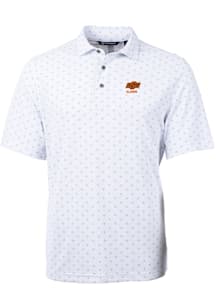 Cutter and Buck Oklahoma State Cowboys Mens White Alumni Virtue Eco Pique Tile Short Sleeve Polo
