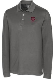 Cutter and Buck Texas A&amp;M Aggies Mens Grey Alumni Advantage Long Sleeve Polo Shirt