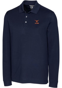 Cutter and Buck Texas Longhorns Navy Blue Alumni Advantage Pique Long Sleeve Big and Tall Polo