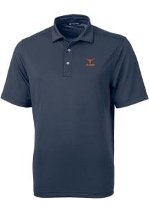 Cutter and Buck Texas Longhorns Mens Navy Blue Alumni Virtue Eco Pique Short Sleeve Polo