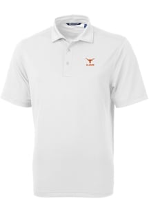 Cutter and Buck Texas Longhorns Mens White Alumni Virtue Eco Pique Short Sleeve Polo