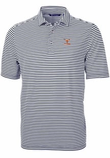 Cutter and Buck Texas Longhorns Mens Navy Blue Alumni Virtue Eco Pique Stripe Short Sleeve Polo