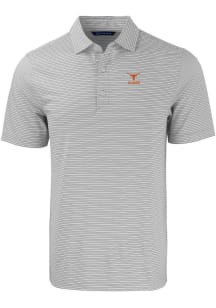 Cutter and Buck Texas Longhorns Mens Grey Alumni Forge Double Stripe Short Sleeve Polo