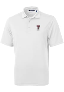 Cutter and Buck Texas Tech Red Raiders Mens White Alumni Virtue Eco Pique Short Sleeve Polo
