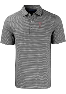 Cutter and Buck Texas Tech Red Raiders Mens Black Alumni Forge Double Stripe Short Sleeve Polo