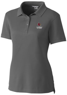 Cutter and Buck Louisville Cardinals Womens Grey Alumni Advantage Short Sleeve Polo Shirt