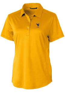 Cutter and Buck West Virginia Mountaineers Womens Gold Alumni Prospect Short Sleeve Polo Shirt