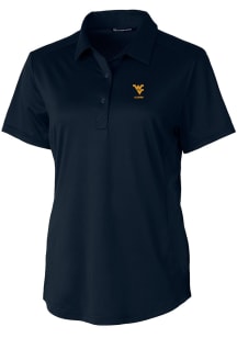 Cutter and Buck West Virginia Mountaineers Womens Navy Blue Alumni Prospect Short Sleeve Polo Sh..