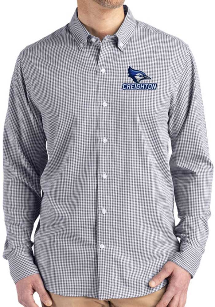 creighton dress shirts Vantage Apparel Men's Royal/White Creighton Bluejays NCAA Gingham Button-Down Check Shirt, Size: Small