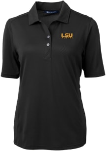 Cutter and Buck LSU Tigers Womens Black Alumni Virtue Eco Pique Short Sleeve Polo Shirt