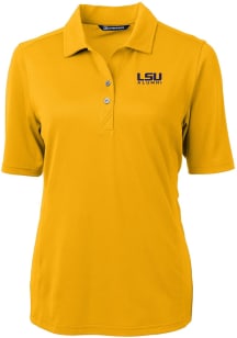 Cutter and Buck LSU Tigers Womens Gold Alumni Virtue Eco Pique Short Sleeve Polo Shirt