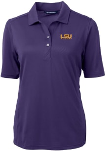 Cutter and Buck LSU Tigers Womens Purple Alumni Virtue Eco Pique Short Sleeve Polo Shirt