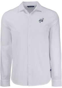 Cutter and Buck Reading Fightin Phils Mens White Advantage Soft Pique Long Sleeve Dress Shirt