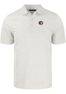 Cutter and Buck Florida State Seminoles Mens White Pike Symmetry Short Sleeve Polo