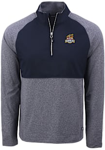Cutter and Buck Toledo Mud Hens Mens Navy Blue Adapt Eco Hybrid Long Sleeve Qtr Zip Pullover