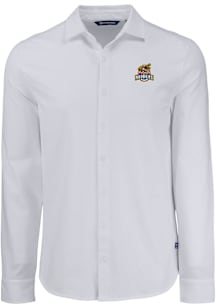 Cutter and Buck Toledo Mud Hens Mens White Advantage Soft Pique Long Sleeve Dress Shirt