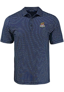 Cutter and Buck Toledo Mud Hens Mens Navy Blue Pike Shadow Check Short Sleeve Polo