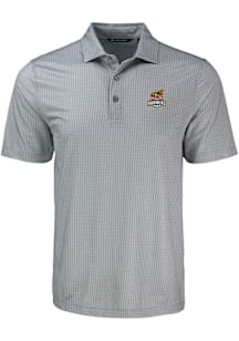 Cutter and Buck Toledo Mud Hens Mens Grey Pike Shadow Check Short Sleeve Polo