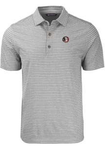 Cutter and Buck Florida State Seminoles Mens Grey Forge Heather Stripe Short Sleeve Polo