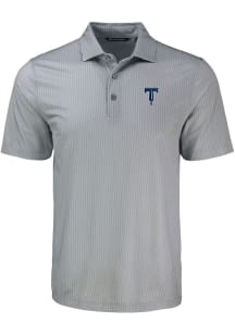 Cutter and Buck Tulsa Drillers Mens Grey Pike Shadow Check Short Sleeve Polo
