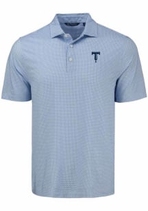 Cutter and Buck Tulsa Drillers Mens Blue Pike Diamond Dot Short Sleeve Polo