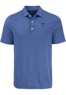 Cutter and Buck Tulsa Drillers Mens Blue Forge Eco Fine Line Short Sleeve Polo