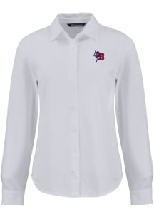 Cutter and Buck Buffalo Bisons Womens Advantage Soft Pique Long Sleeve White Dress Shirt