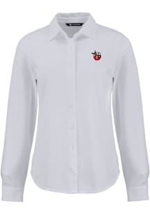 Cutter and Buck Fort Wayne TinCaps Womens Advantage Soft Pique Long Sleeve White Dress Shirt