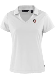 Cutter and Buck Florida State Seminoles Womens White Daybreak V Neck Short Sleeve Polo Shirt