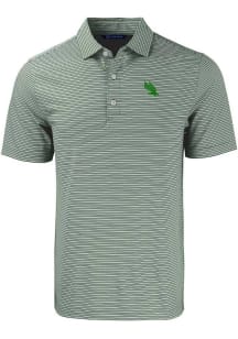 Cutter and Buck North Texas Mean Green Mens White Forge Double Stripe Short Sleeve Polo