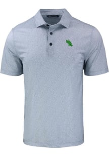 Cutter and Buck North Texas Mean Green Mens Grey Pike Pebble Short Sleeve Polo