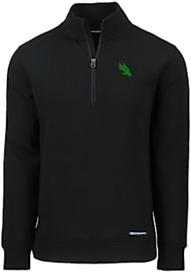 Cutter and Buck North Texas Mean Green Mens Black Roam Long Sleeve Qtr Zip Pullover