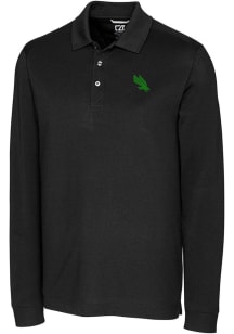 Cutter and Buck North Texas Mean Green Mens Black Advantage Long Sleeve Polo Shirt
