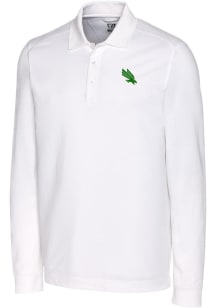 Cutter and Buck North Texas Mean Green Mens White Advantage Long Sleeve Polo Shirt