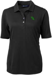 Cutter and Buck North Texas Mean Green Womens Black Virtue Eco Pique Short Sleeve Polo Shirt