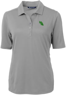 Cutter and Buck North Texas Mean Green Womens Grey Virtue Eco Pique Short Sleeve Polo Shirt