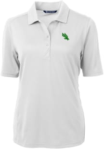 Cutter and Buck North Texas Mean Green Womens White Virtue Eco Pique Short Sleeve Polo Shirt