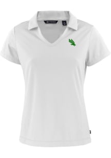 Cutter and Buck North Texas Mean Green Womens White Daybreak V Neck Short Sleeve Polo Shirt