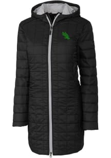 Cutter and Buck North Texas Mean Green Womens Black Rainier PrimaLoft Long Filled Jacket