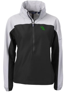 Cutter and Buck North Texas Mean Green Womens Black Charter Eco Long Sleeve Pullover