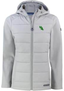 Cutter and Buck North Texas Mean Green Womens Charcoal Evoke Hood Heavy Weight Jacket