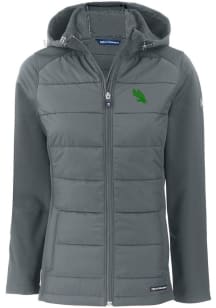 Cutter and Buck North Texas Mean Green Womens Grey Evoke Hood Heavy Weight Jacket